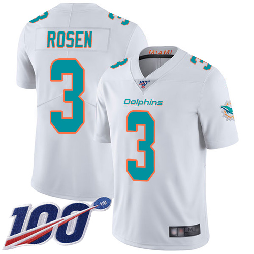 Nike Miami Dolphins 3 Josh Rosen White Men Stitched NFL 100th Season Vapor Limited Jersey